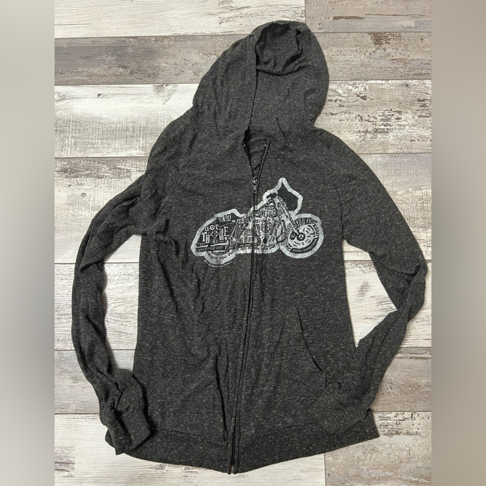 Harley Davidson light weight zip up hooded jacket. Women’s slim size medium.